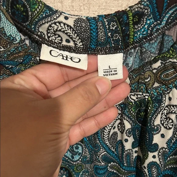 Cato Blue and Green Paisley Blouse - Picture 2 of 4